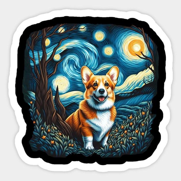 Corgi starry night Sticker by ArtVault23